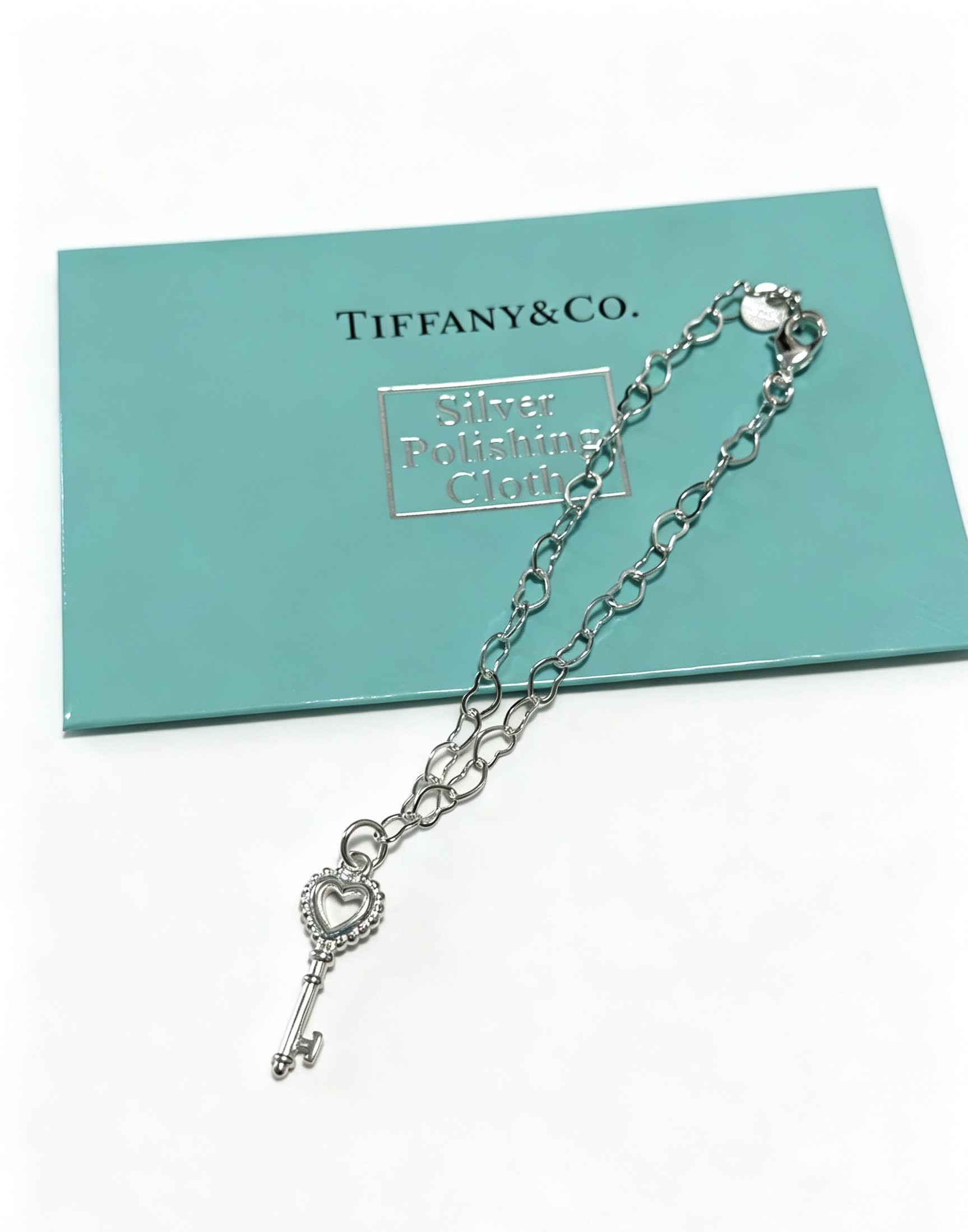 Tiffany & Co. Sterling Silver Heart Key Charm Bracelet